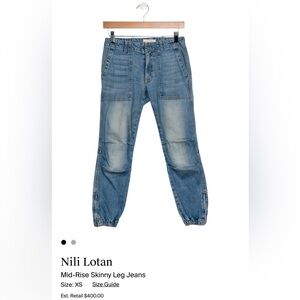 Nili Lotan Blue Skinny Jeans with Distressed Details